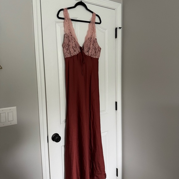 Free People Maxi Slip Dress in Rust and Blush Lace - Picture 3 of 7